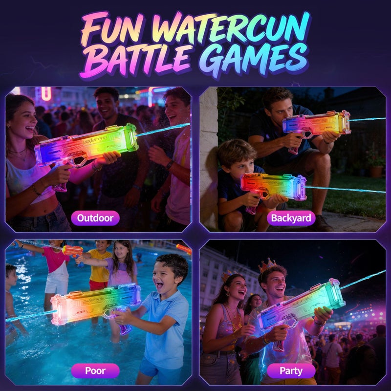 Colorful Electric Water Gun with Lights and Sound, Pulse Water Blaster Toy - Image 4