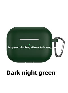 Generic For Airpods Pro Bluetooth Headset Protective Case Apple 3 Generation Earphone Case Thickened Silicone Case Flat Bottom One-Piece-Color:j Dark Night Green Ear Shell Hook Pearlescent Bag Packaging-App  - Image 1
