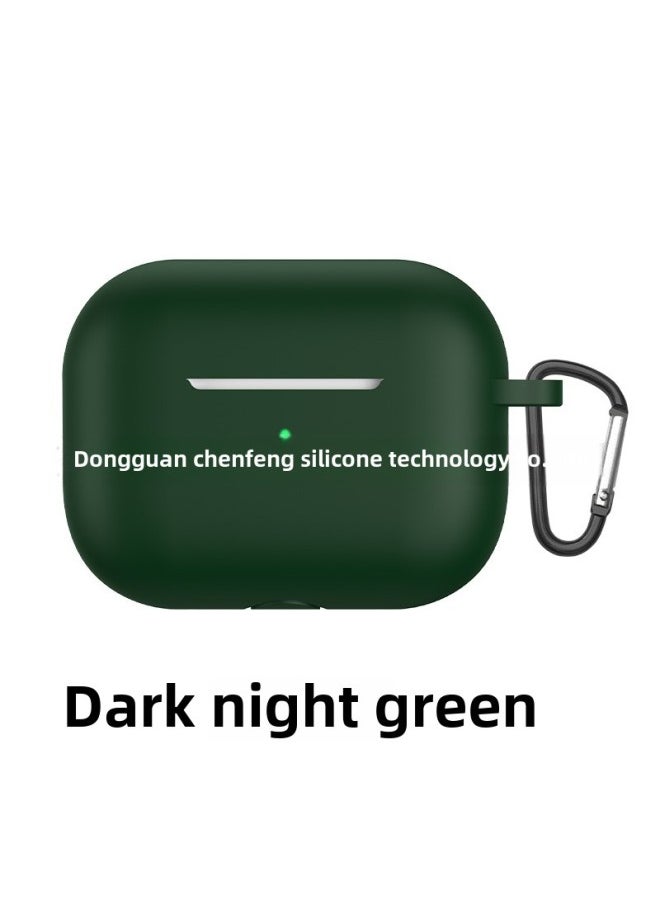 Generic - For Airpods Pro Bluetooth Headset Protective Case Apple 3 Generation Earphone Case Thickened Silicone Case Flat Bottom One-Piece-Color:j Dark Night Green Ear Shell Hook Pearlescent Bag Packaging-App - Image 1