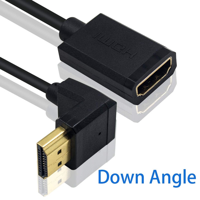 دوتك كابل تمديد HDMI من Duttek، كابل HDMI 4K، كابل HDMI رفيع للغاية بزاوية سفلية من الذكر إلى الأنثى متوافق مع Nintendo Switch وXbox One S 360 وPS5 وPS4 وRoku TV Stick وغيرها، بطول 30 سم/12 بوصة - Image 2