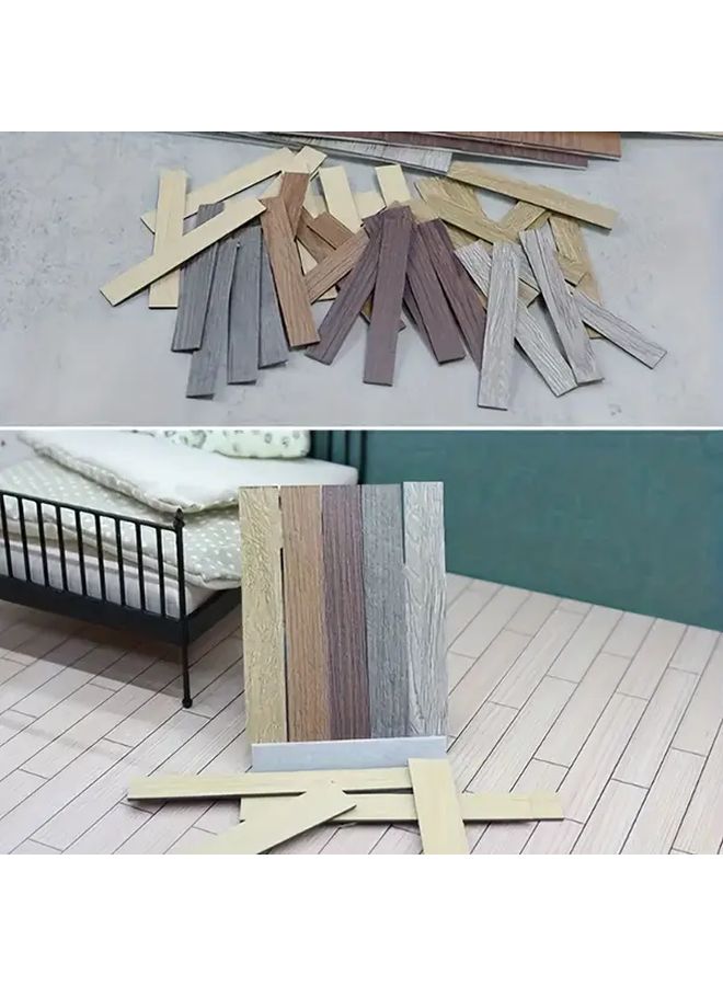 أرضيات منزل الدمى من خشب الجوز الرمادي PVC بتصميم عظم الرنجة، 20 قطعة للديكور DIY - Image 4