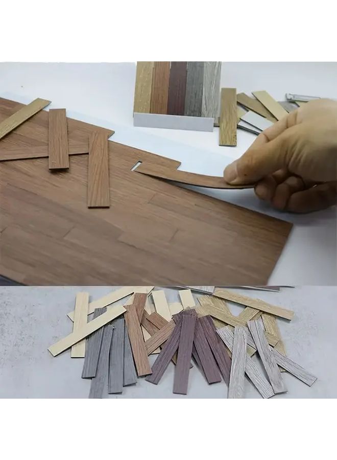 أرضيات منزل الدمى من خشب الجوز الرمادي PVC بتصميم عظم الرنجة، 20 قطعة للديكور DIY - Image 1