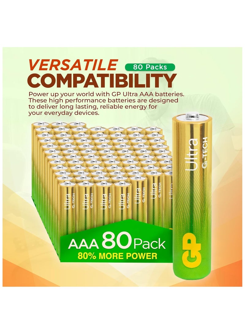 GP Batteries GPPCA24AU639 AAA Batteries Ultra Alkaline - 10 year shelf life (pack of 80) - Image 2