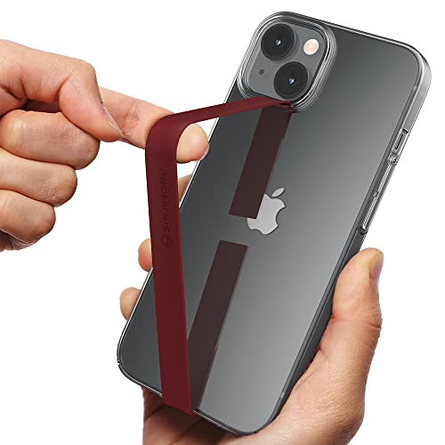 Sinjimoru Stretchable Silicone Phone Strap Flexible and Elastic Grip Holder for iPhone Android Secure Phone Loops Finger Grip with Wireless Charging Support Sinji Loop Wine Red - Image 1