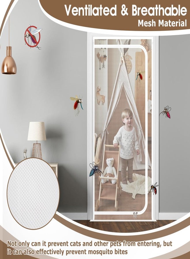 VINGVO Pet Cat Mesh Screen Door Gate with Zipper, 31.5” x 82.7“ Cat Gate for Doorway Window for Cats Dogs, Easy Install Interior Door Curtains for Doorways Home Living Room Kitchen Bedroom (White) - Image 4