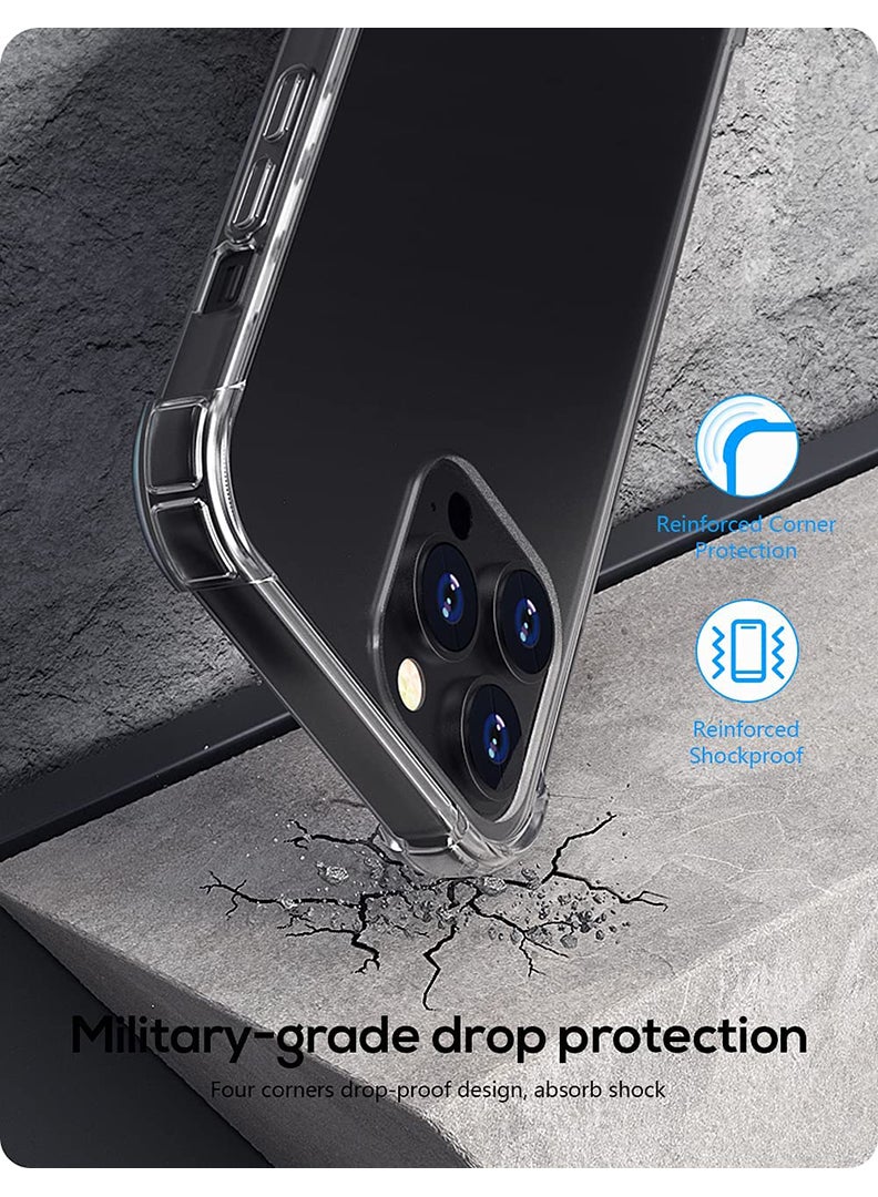 Case Up Apple iPhone 14 Pro Clear Case, Shock-Absorption Hard PC Back Cell Phone Cover with Reinforced Corners, Soft Edges TPU Crystal Clear Protective Bumper Case - Image 2