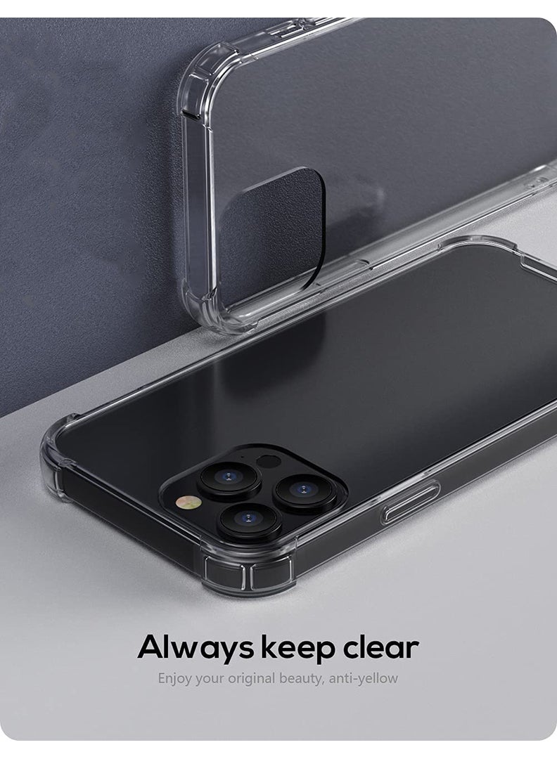 Case Up Apple iPhone 14 Pro Clear Case, Shock-Absorption Hard PC Back Cell Phone Cover with Reinforced Corners, Soft Edges TPU Crystal Clear Protective Bumper Case - Image 4