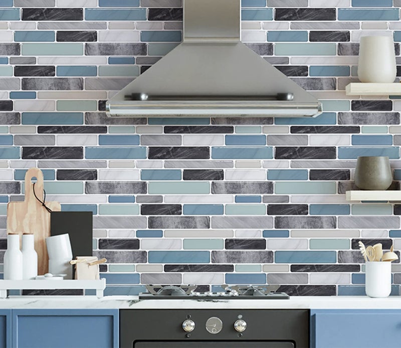 LONGKING Self-Adhesive Kitchen Backsplash, Marble Look Decorative Tiles (10 Tiles) - Image 4