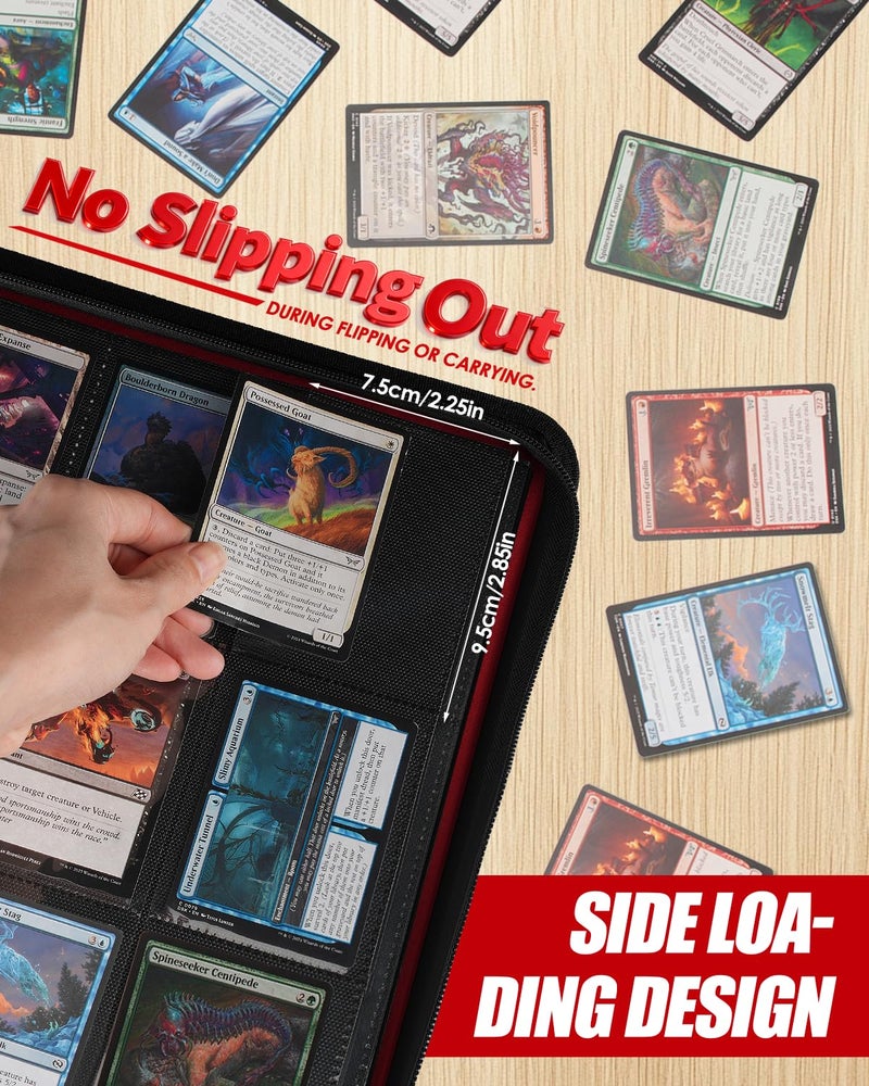 HHZ 16-Pocket Card Binder - Card Binder Holds 832 Cards with Durable PU Leather & Side Loading for Baseball, Sport, MTG, TCG, PKM, Game Cards, Regular Cards Binder Double Sided Pocket Collector Album - Image 4