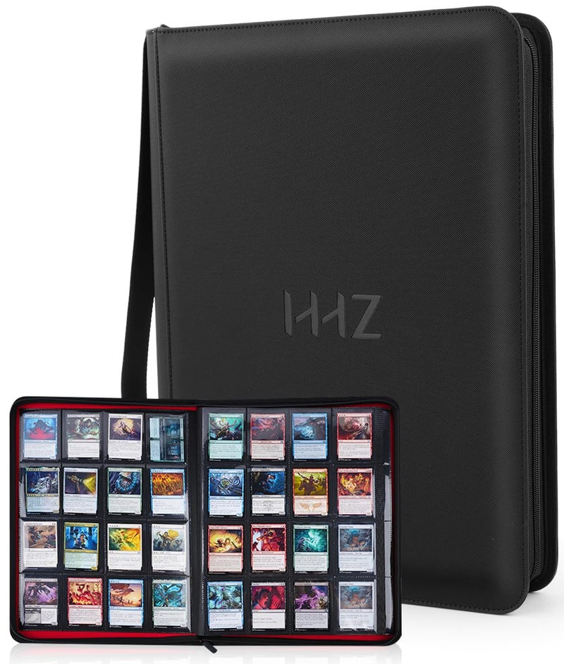 HHZ 16-Pocket Card Binder - Card Binder Holds 832 Cards with Durable PU Leather & Side Loading for Baseball, Sport, MTG, TCG, PKM, Game Cards, Regular Cards Binder Double Sided Pocket Collector Album - Image 1