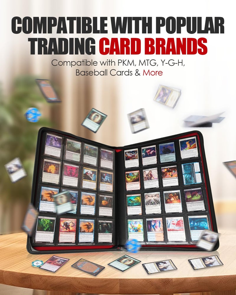 HHZ 16-Pocket Card Binder - Card Binder Holds 832 Cards with Durable PU Leather & Side Loading for Baseball, Sport, MTG, TCG, PKM, Game Cards, Regular Cards Binder Double Sided Pocket Collector Album - Image 5