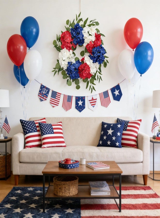 Tirdkid Patriotic Wreaths for Front Door 24 Inch 4th of July Wreath, Red White Blue Flower Wreaths, Perfect Memorial Day and Independence Day Decor - Image 5