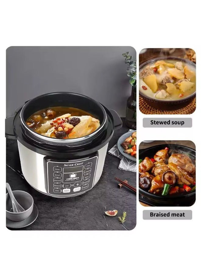 SILVER CREST 10 In 1 Electric Pressure Cooker Instant Programmable Smart Pot 1050 Watts Rice Cooker, 6 Liters, 10 Smart Programs Black - Image 4