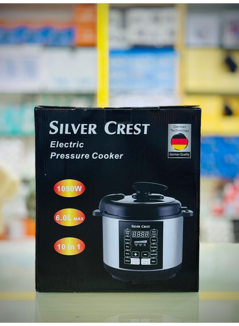 SILVER CREST 10 In 1 Electric Pressure Cooker Instant Programmable Smart Pot 1050 Watts Rice Cooker, 6 Liters, 10 Smart Programs Black - Image 2