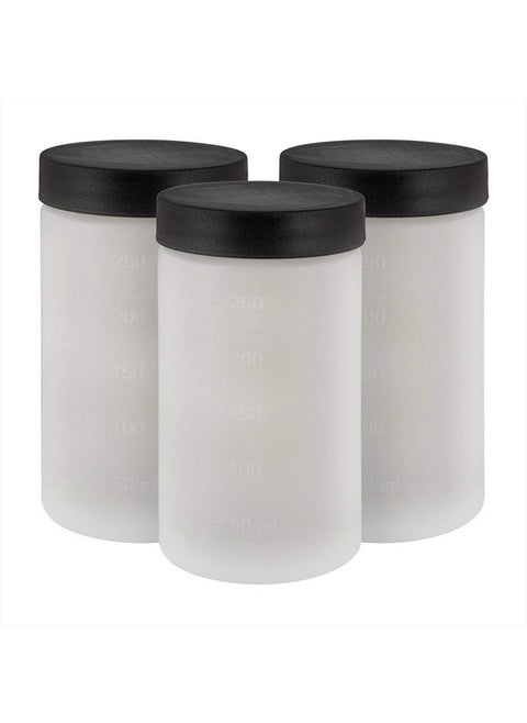 C3-11 Sunless DHA Spray Tanning Solution Cups with Lids (Pack of 3) - 8.5 oz (250ml) Plastic Cups Fit Belloccio Model G11 Metal Turbine Spray Tanning Applicator Gun - Replacement Jars, Stora