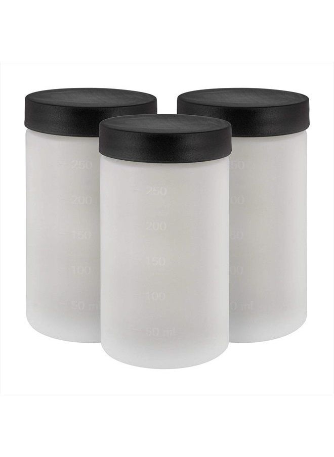 C3-11 Sunless DHA Spray Tanning Solution Cups with Lids (Pack of 3) - 8.5 oz (250ml) Plastic Cups Fit Belloccio Model G11 Metal Turbine Spray Tanning Applicator Gun - Replacement Jars, Stora