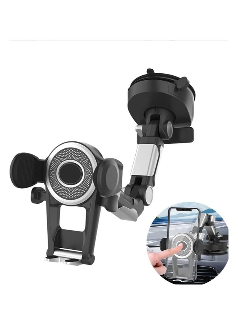 360° Heavy Duty Phone Holder Mount - Long Arm, Adjustable Super Suction Cup for Dashboard & Windshield - Hands-Free Cell Phone Holder for Trucks, Cars  - Image 2