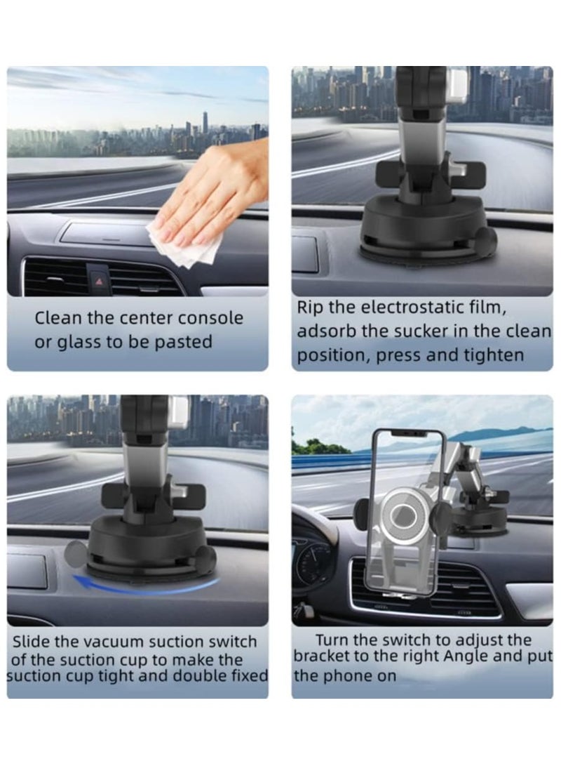 360° Heavy Duty Phone Holder Mount - Long Arm, Adjustable Super Suction Cup for Dashboard & Windshield - Hands-Free Cell Phone Holder for Trucks, Cars  - Image 5