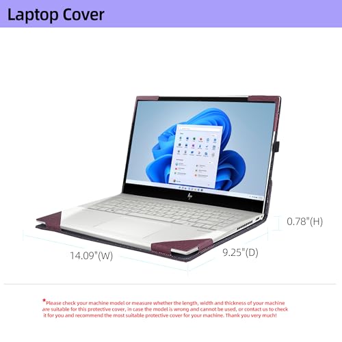 VEVOOD Laptop Cover for HP Envy x360 Laptop 15t /15z-XXX/ 15-ed/15-er/15-ep/15t-es100...All Inclusive Drop Case 15.6" PU Leather Inside Pocket Cover (15.6inch, red Wine) - Image 3