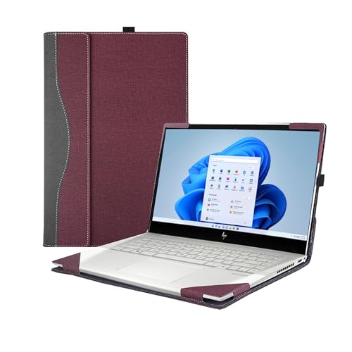 VEVOOD Laptop Cover for HP Envy x360 Laptop 15t /15z-XXX/ 15-ed/15-er/15-ep/15t-es100...All Inclusive Drop Case 15.6" PU Leather Inside Pocket Cover (15.6inch, red Wine) - Image 1