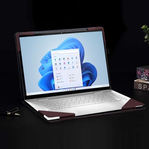 VEVOOD Laptop Cover for HP Envy x360 Laptop 15t /15z-XXX/ 15-ed/15-er/15-ep/15t-es100...All Inclusive Drop Case 15.6" PU Leather Inside Pocket Cover (15.6inch, red Wine) - Image 2