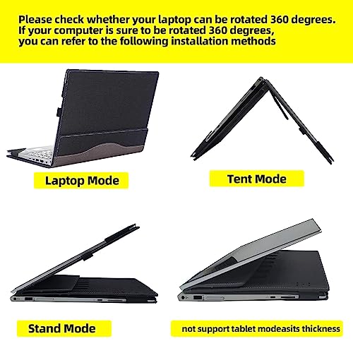 VEVOOD Laptop Cover for HP Envy x360 Laptop 15t /15z-XXX/ 15-ed/15-er/15-ep/15t-es100...All Inclusive Drop Case 15.6" PU Leather Inside Pocket Cover (15.6inch, red Wine) - Image 4