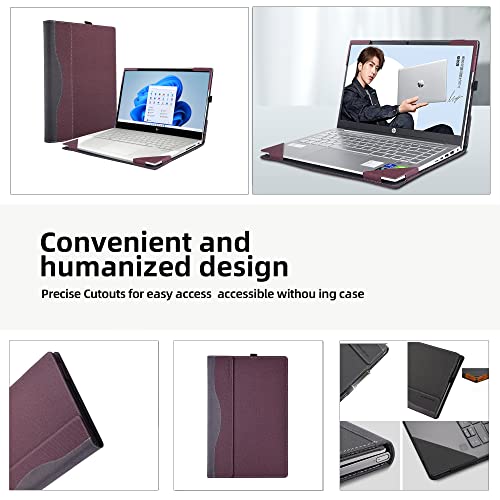 VEVOOD Laptop Cover for HP Envy x360 Laptop 15t /15z-XXX/ 15-ed/15-er/15-ep/15t-es100...All Inclusive Drop Case 15.6" PU Leather Inside Pocket Cover (15.6inch, red Wine) - Image 5