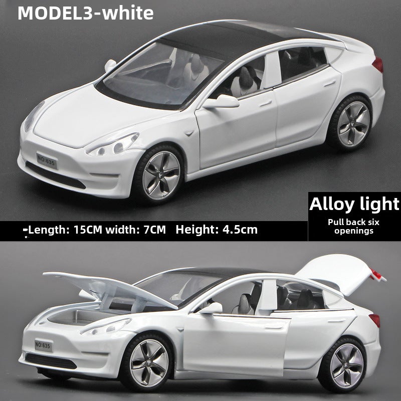 إسكدنيا 1:32 Tesla Model 3 Alloy Car Model with Lights and Sound White