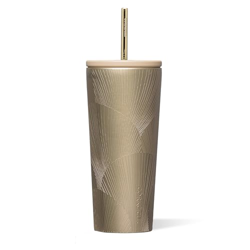 Corkcicle Cold Cup Insulated Tumbler with Straw Keeps Drinks Cold for 12 Hours TripleInsulated Stainless Steel LeakResistant Lid Summer Drinkware Gift 24 oz Champagne Dreams - Image 1
