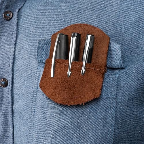 Hide & Drink, Pocket Protector, Pencil Pouch, Pen Holder for Shirt Pockets, Lab Coats, Backpacks, Office & Work Essentials, Full Grain Leather, Handmade, Bourbon Brown - Image 4