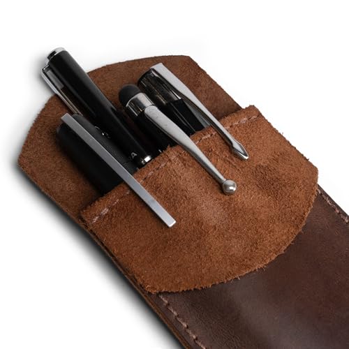 Hide & Drink, Pocket Protector, Pencil Pouch, Pen Holder for Shirt Pockets, Lab Coats, Backpacks, Office & Work Essentials, Full Grain Leather, Handmade, Bourbon Brown - Image 3