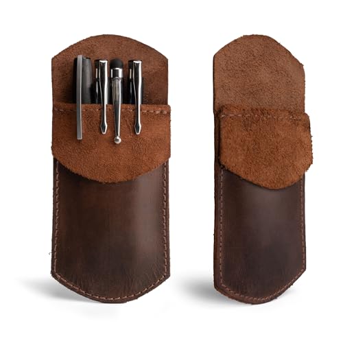 Hide & Drink, Pocket Protector, Pencil Pouch, Pen Holder for Shirt Pockets, Lab Coats, Backpacks, Office & Work Essentials, Full Grain Leather, Handmade, Bourbon Brown - Image 1
