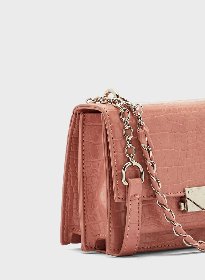 ELLA Croc Handbag with Woven Chain Handle