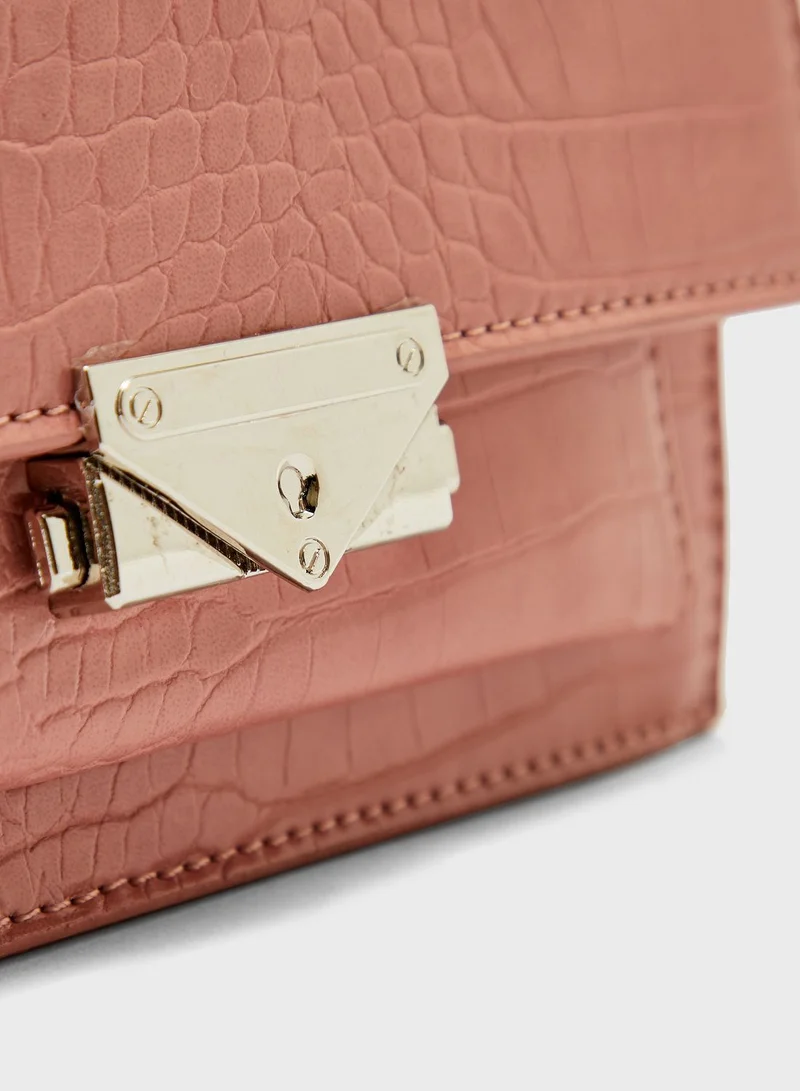 ELLA Croc Handbag with Woven Chain Handle