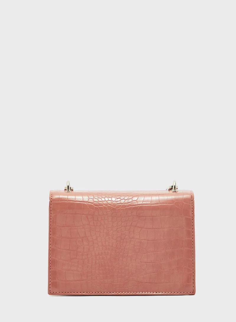 ELLA Croc Handbag with Woven Chain Handle