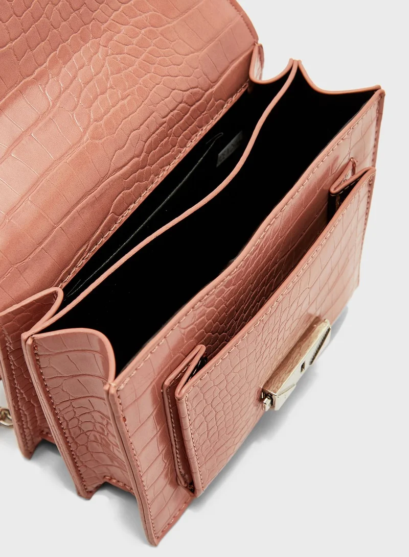 ELLA Croc Handbag with Woven Chain Handle