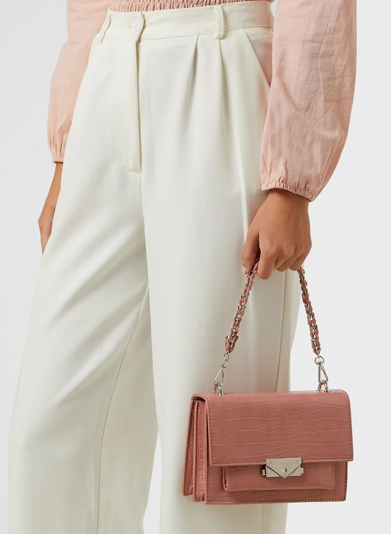 ELLA Croc Handbag with Woven Chain Handle
