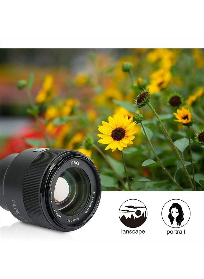 Meike - 85mm F1.8 Full Frame AF STM(A Stepping Motor) Lens Large Aperture Auto Focus Medium Telephoto Fixed Prime Portrait Lens for Sony E Mount Mirrorless Cameras A9 A7III A7II A7 A7R3 A7R4 - Image 1