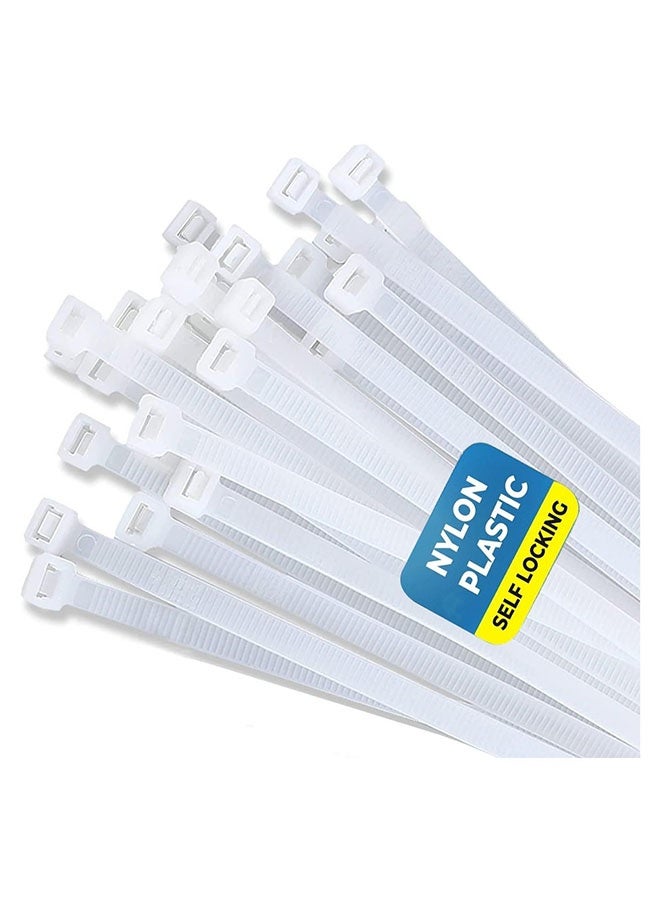 Self-Locking Nylon Cable Ties, 250 Pack | 350×3.6mm (13.6 in), White | Heat & UV Resistant Heavy Duty Zip Ties | Non-Slip Cord Organizer for Indoor & Outdoor Use - Image 1