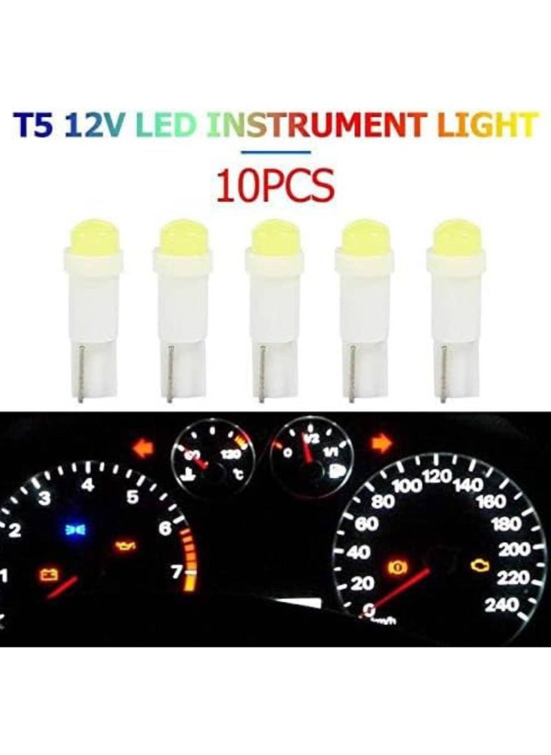 SOLDOUT 10 PCS Car Interior T5 12V LED 1 SMD Dashboard Wedge Car Light Bulb Lamp (Pack of 10, White)  - Image 2