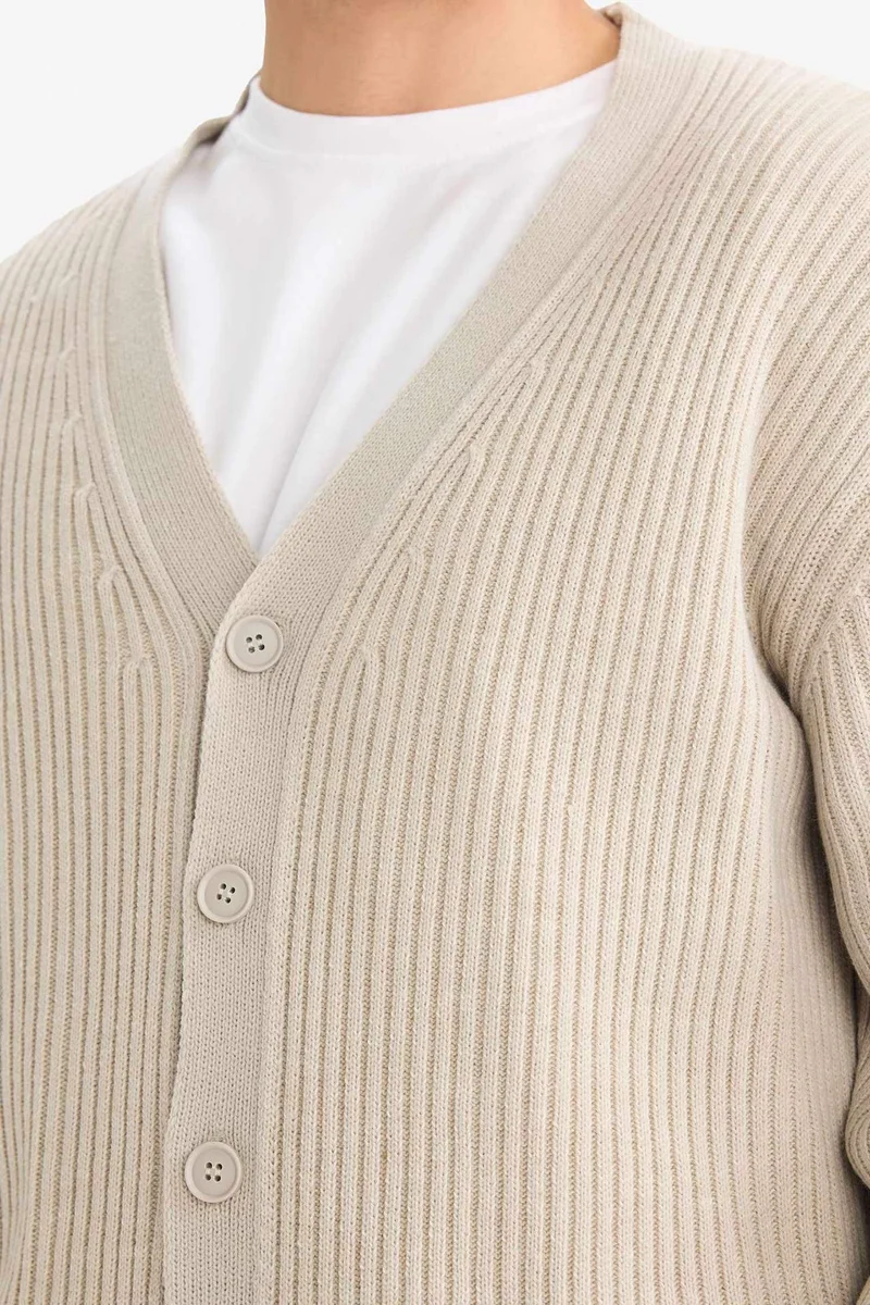 Defacto  Standard Fit V-Neck Knitwear Cardigan for Men | Best Price UAE