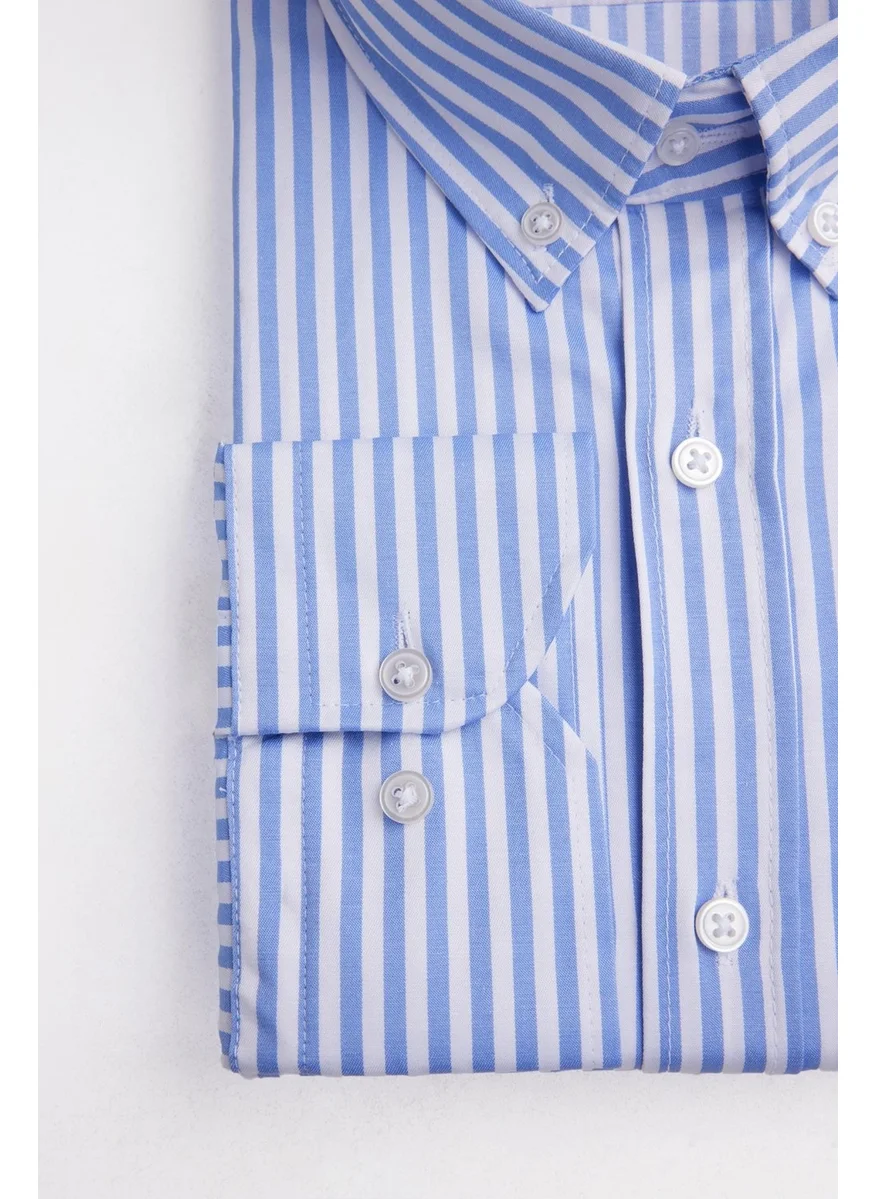 تودورس King Size Plus Size Long Sleeve Striped Men's Shirt