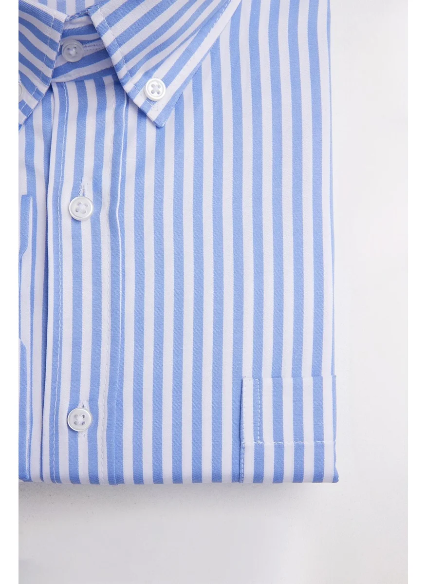 تودورس King Size Plus Size Long Sleeve Striped Men's Shirt