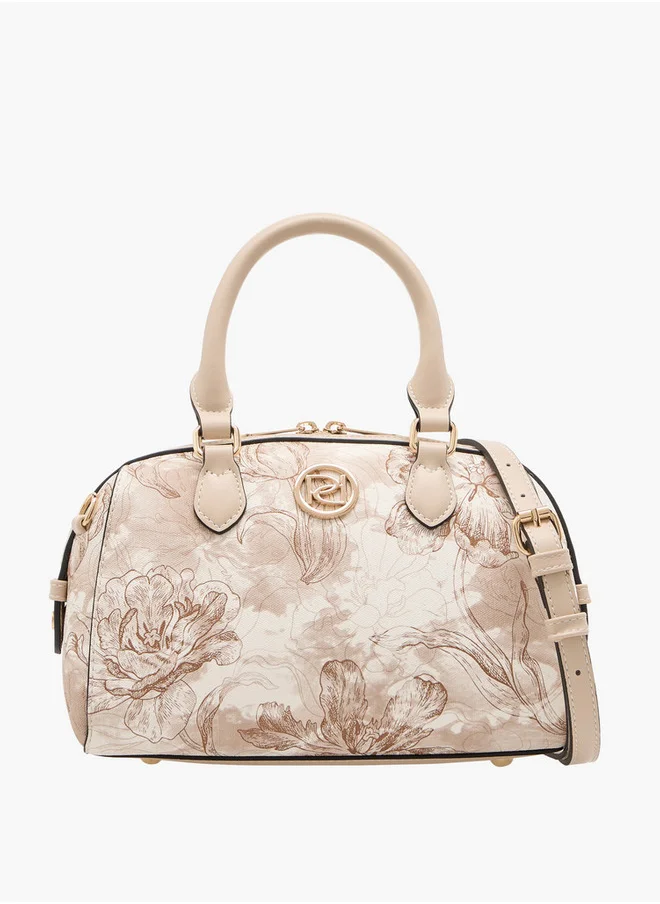 بابريكا Women's Floral Print Tote Bag with Double Handle and Zip Closure