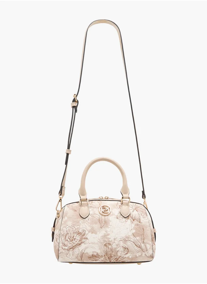 بابريكا Women's Floral Print Tote Bag with Double Handle and Zip Closure