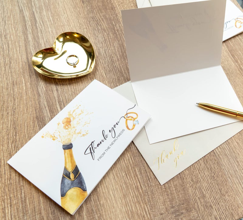 Gooji Wedding Thank You Cards with Matching Envelopes, 4x6 Inches, 20 Count, White and Beige - Image 3