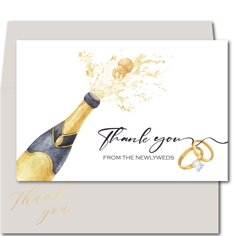 Gooji Wedding Thank You Cards with Matching Envelopes, 4x6 Inches, 20 Count, White and Beige - Image 1