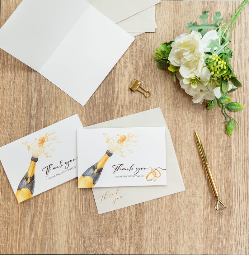 Gooji Wedding Thank You Cards with Matching Envelopes, 4x6 Inches, 20 Count, White and Beige - Image 5