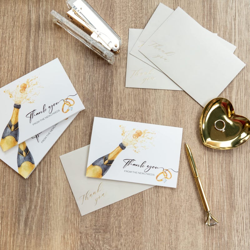 Gooji Wedding Thank You Cards with Matching Envelopes, 4x6 Inches, 20 Count, White and Beige - Image 4