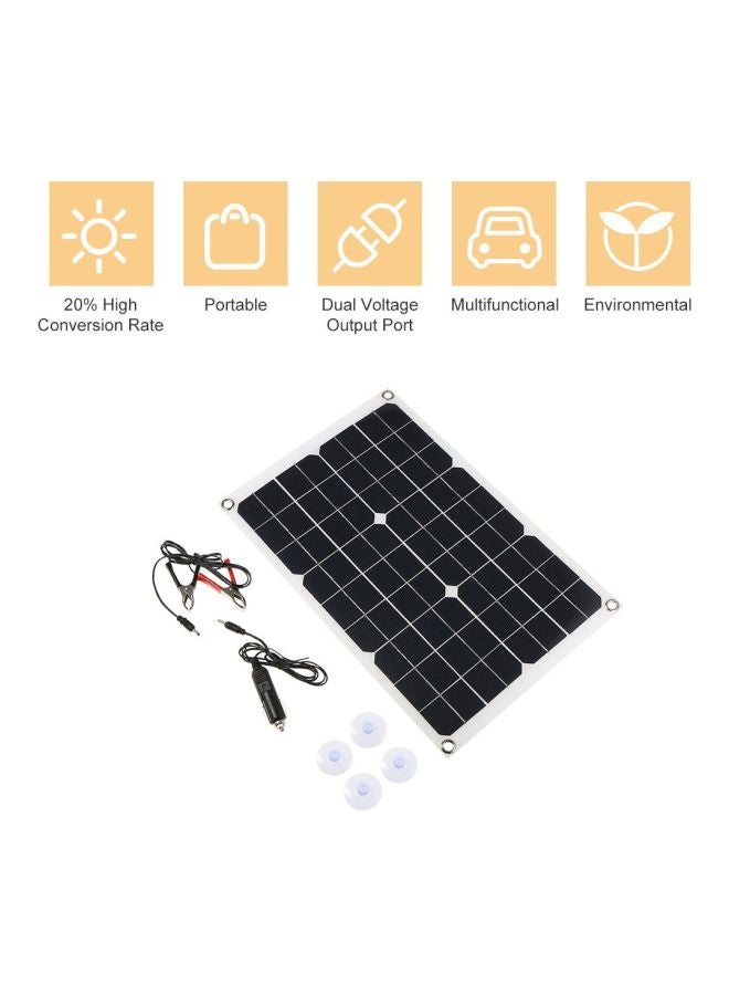 Loquat Solar Power Charging Panel With Car Charger Black 420x280mm - Image 2